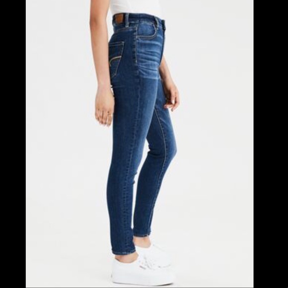 American Eagle Hi-Rise Blue Wash Skinny Jeans